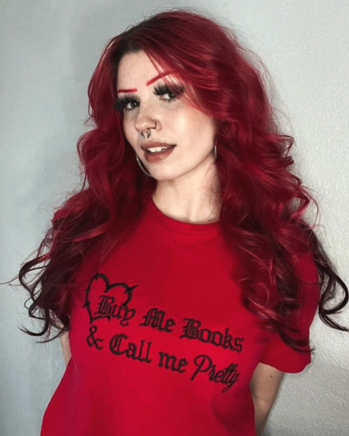 Buy Me Books & Call Me Pretty Embroidered Crewneck T-Shirt