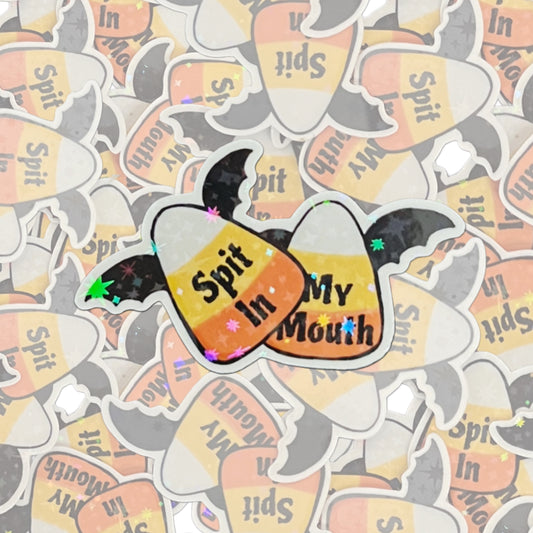 Spit in my mouth candy corn sticker