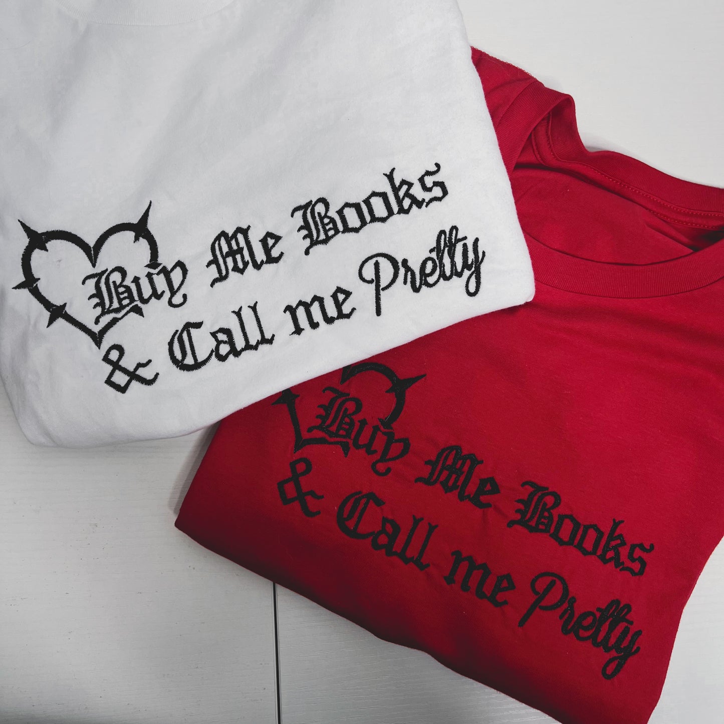 Buy Me Books & Call Me Pretty Embroidered Crewneck T-Shirt