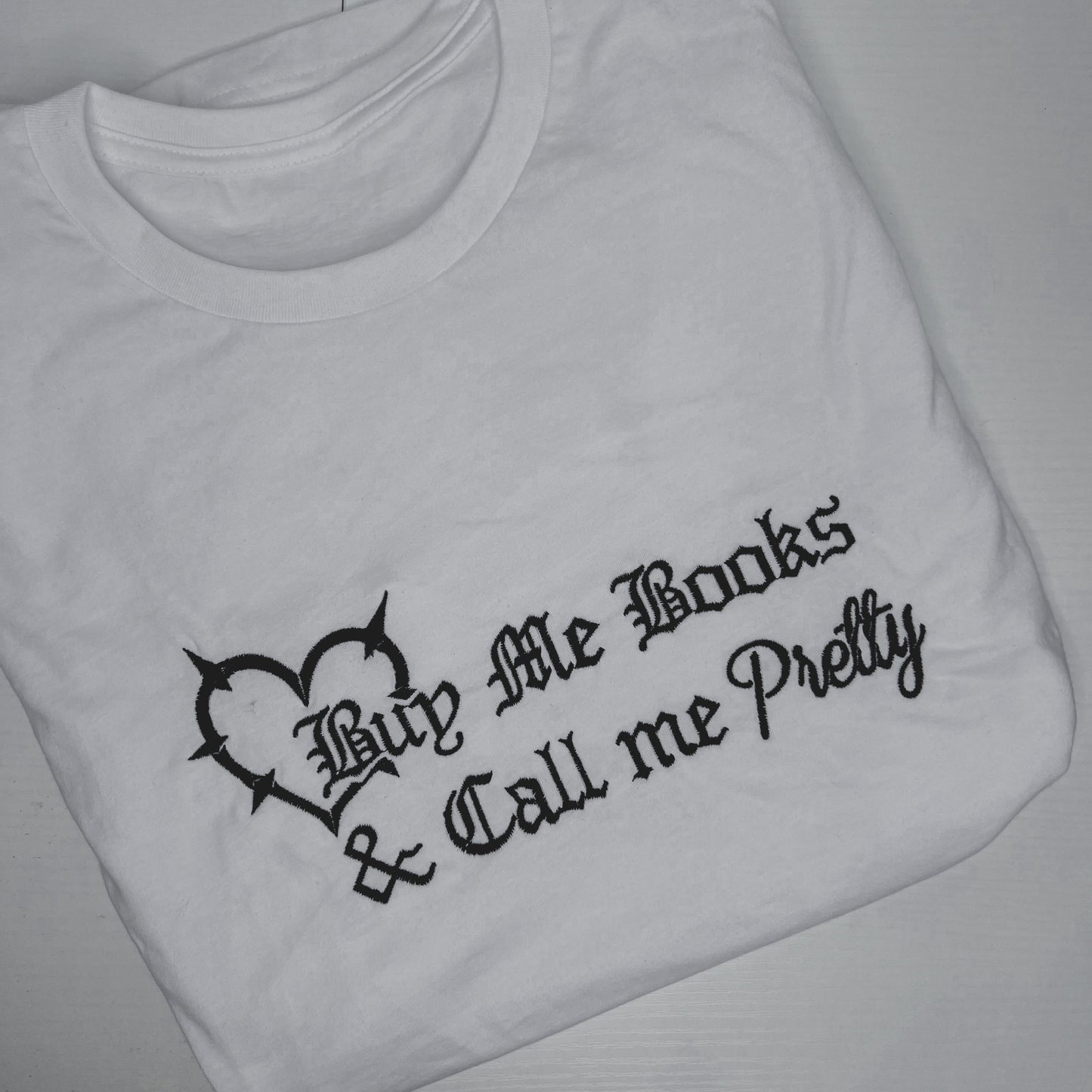 Buy Me Books & Call Me Pretty Embroidered Crewneck T-Shirt